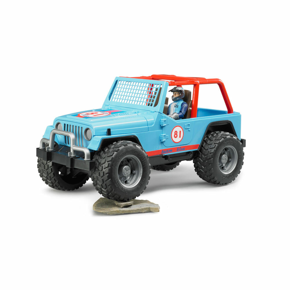 Bruder Freizeit Jeep Cross Country Racer Blau, mit Rennfahrer, Modellfahrzeug, Modell Fahrzeug, Spielzeug, 02541