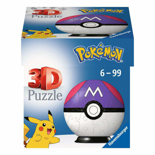 Ravensburger 3D Puzzle Ball Pokémon Meisterball, Puzzleball, Puzzles, 54 Teile, ab 6 Jahren, 11564