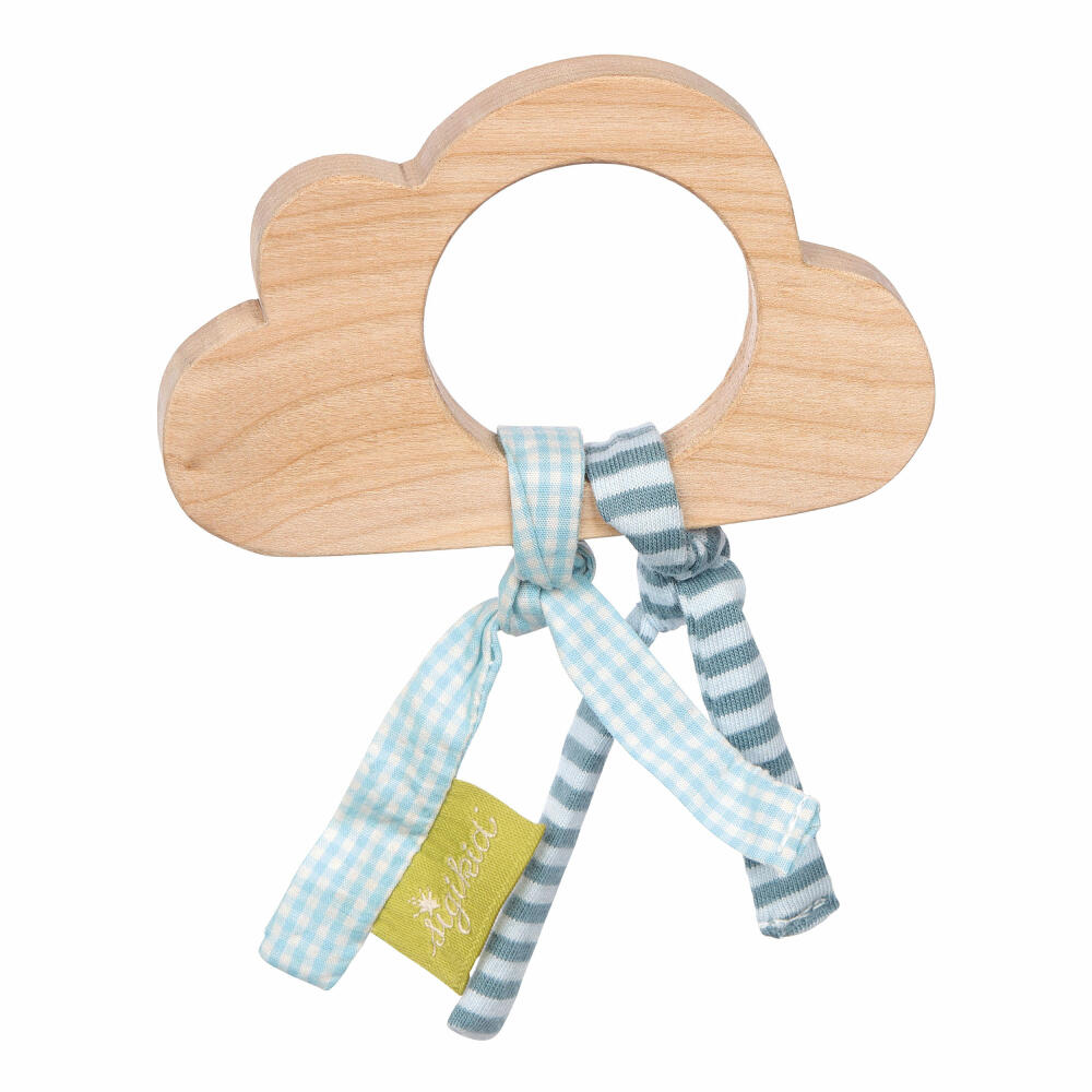 sigikid Holzgreifling Wolke, Green Collection, Greifling, Babyspielzeug, Baby Spielzeug, Holz, Natur / Blau, 39089