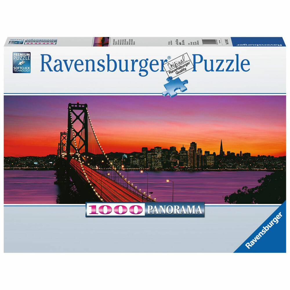 Ravensburger Puzzle San Francisco Oakland Bay Bridge bei Nacht, Erwachsenenpuzzle, Premiumpuzzle, Panoramapuzzle, Panorama, 1000 Teile, 15104 2