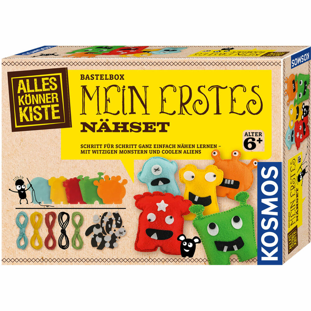 KOSMOS Mein erstes Nähset, Basteln, Spielzeug, Nähen, Experimentierset, Geschenk, ab 6 Jahren, 604394