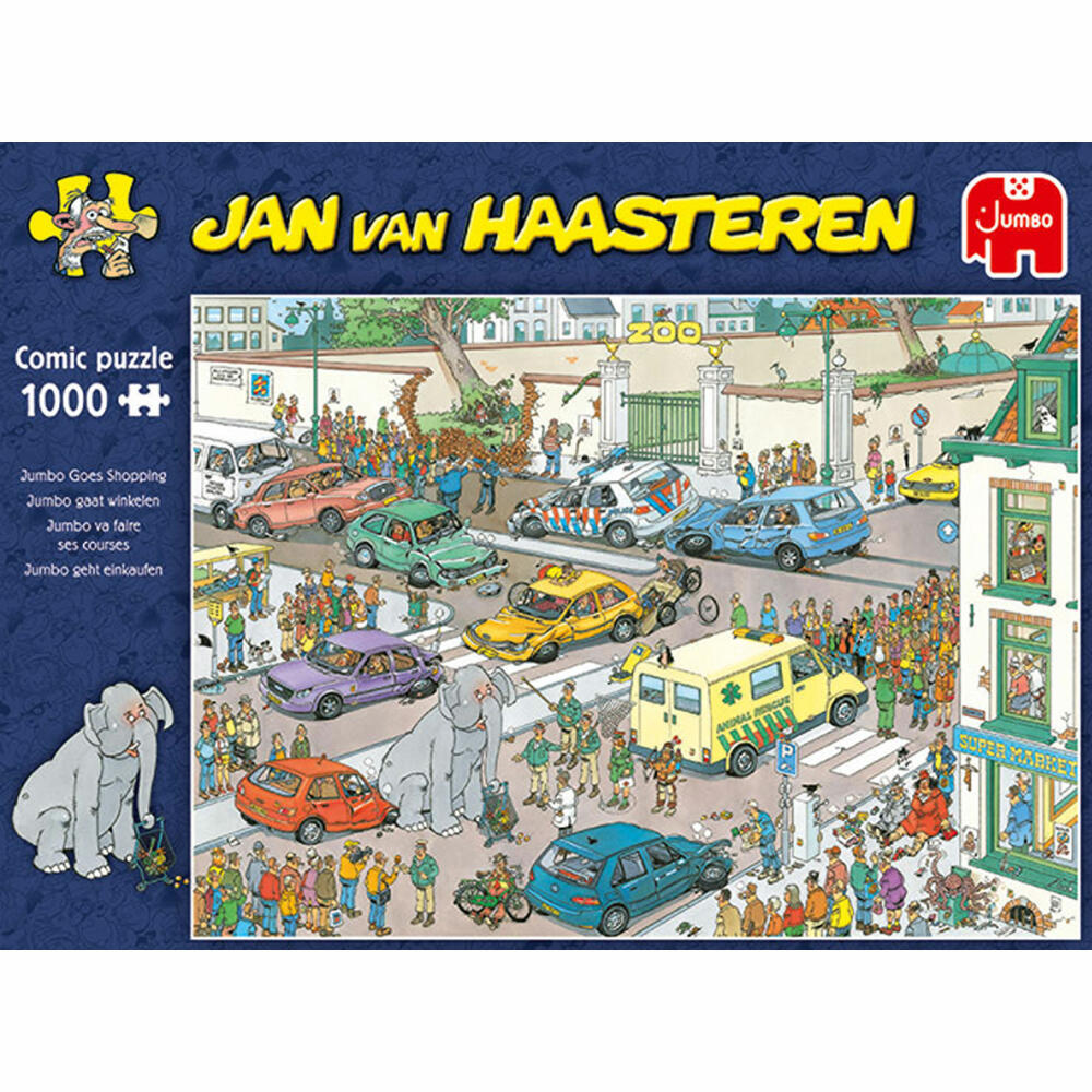 Jumbo Spiele Jan van Haasteren - Jumbo geht einkaufen, Puzzle, Erwachsenenpuzzle, Puzzlespiel, 1000 Teile, 20028