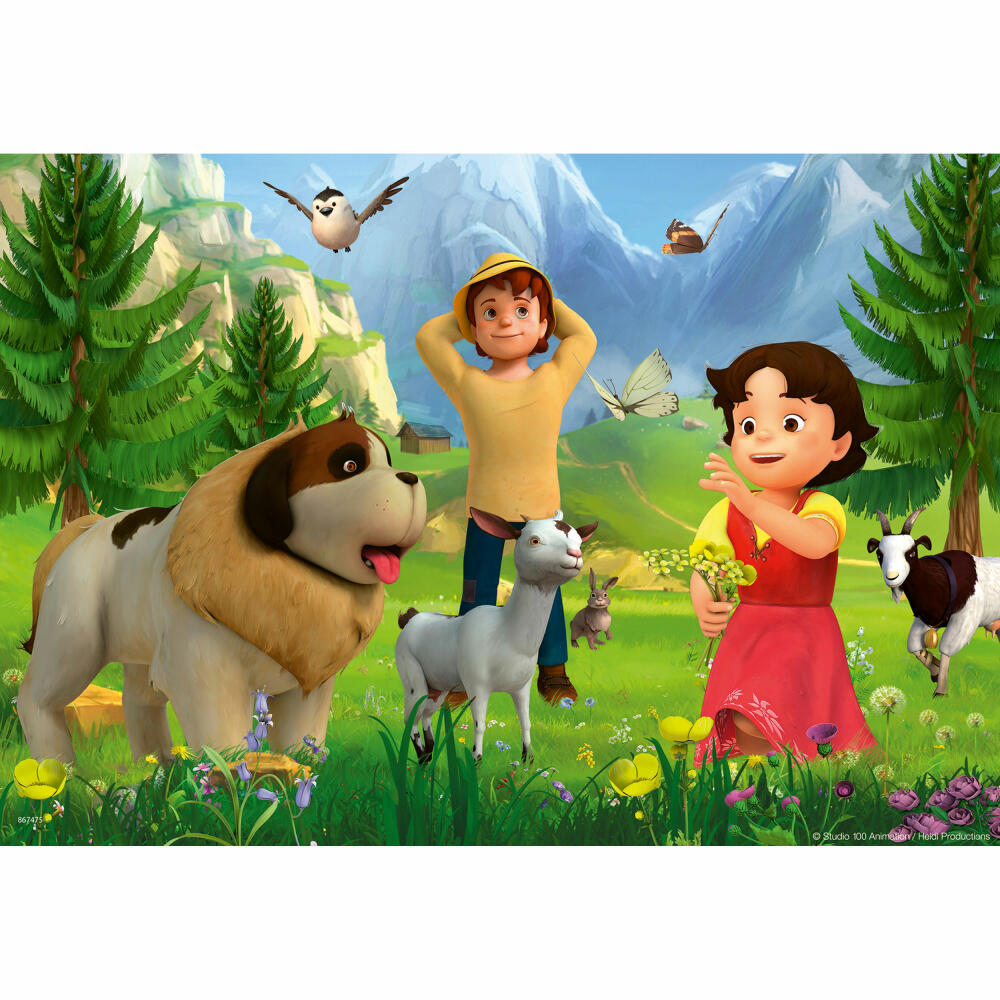 Ravensburger Puzzle Heidi Gemeinsame Zeit in den Bergen, Kinderpuzzle, Legespiel, Kinderspiel, 2 x 12 Teile, 05143