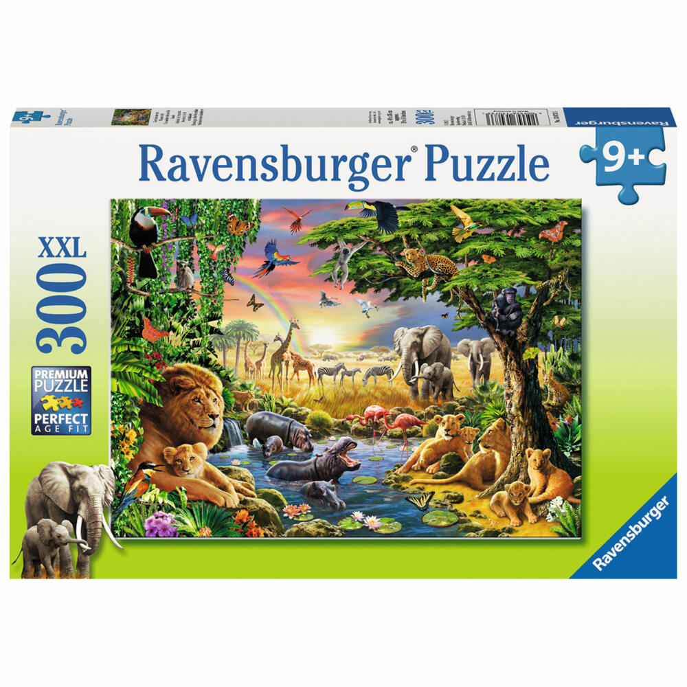 Ravensburger Puzzle Abendsonne Am Wasserloch, Kinderpuzzle, Legespiel, Kinder Spiel, Puzzlespiel, 300 Teile XXL, 13073 3