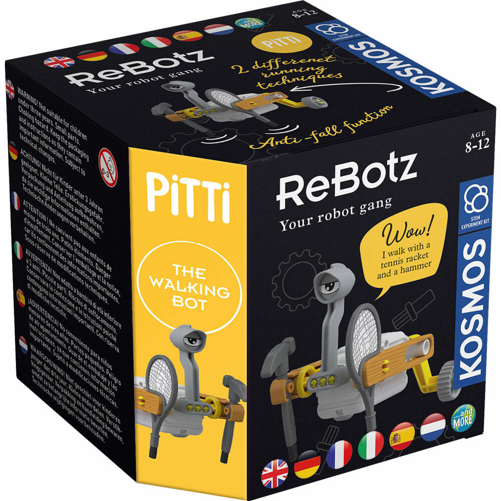 KOSMOS ReBotz - Pitti the Walking Bot, Roboter, Experimentierkasten, Kinder, Mehrsprachig, 617073
