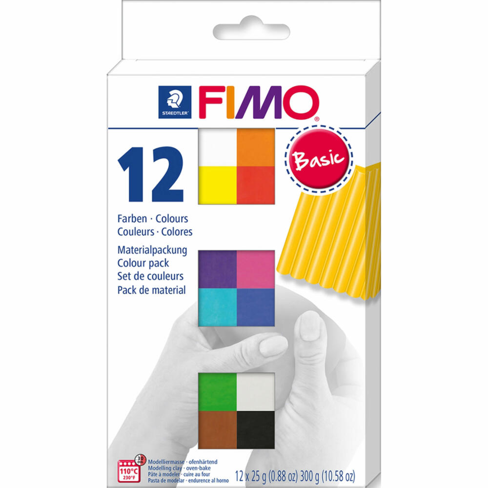 Staedtler FIMO Soft Basic Colours, 12er Set, Modelliermasse, Modellieren, 8023 C12-1