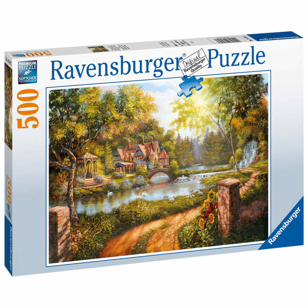 Ravensburger Puzzle Cottage am Fluß, Erwachsenenpuzzle, Erwachsenen Puzzles, Standard, 500 Teile, 16582