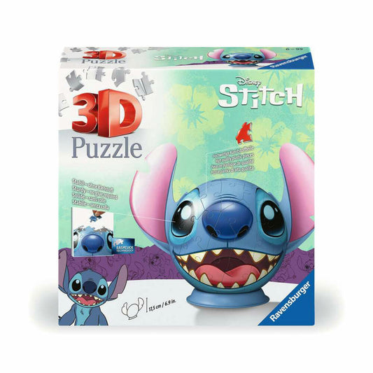 Ravensburger 3D Puzzle Ball Disney Stitch mit Ohren, Puzzleball, Puzzles, 72 Teile, ab 6 Jahren, 11574