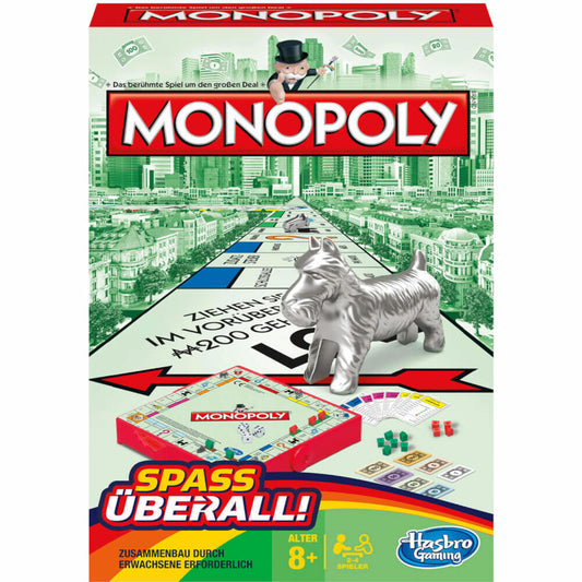 Hasbro Monopoly Kompakt, Kinderspiel, Familienspiel, Gesellschaftsspiel, ab 8 Jahre, B1002