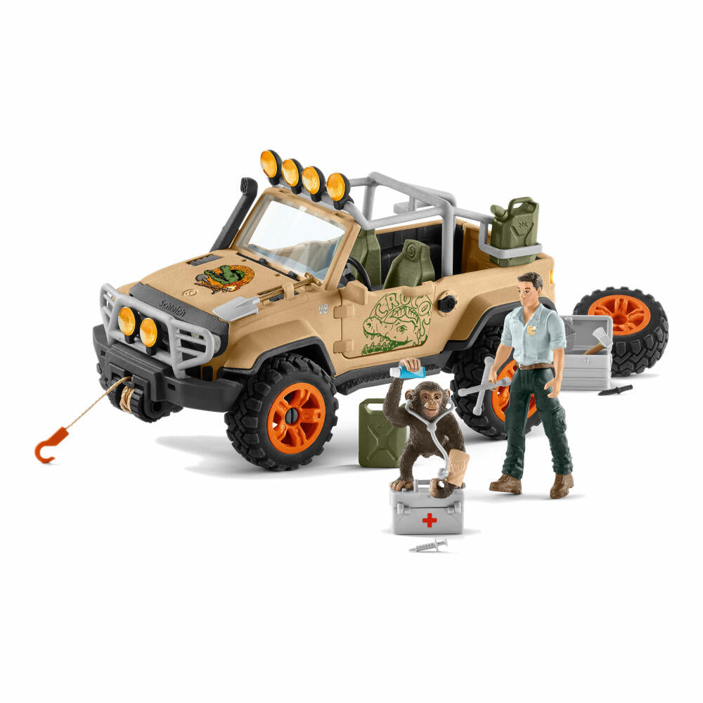 Schleich Wild Life Geländewagen mit Seilwinde, 17-tlg., Gelände Wagen, Spielzubehör, Spielfigur, Figur, 42410