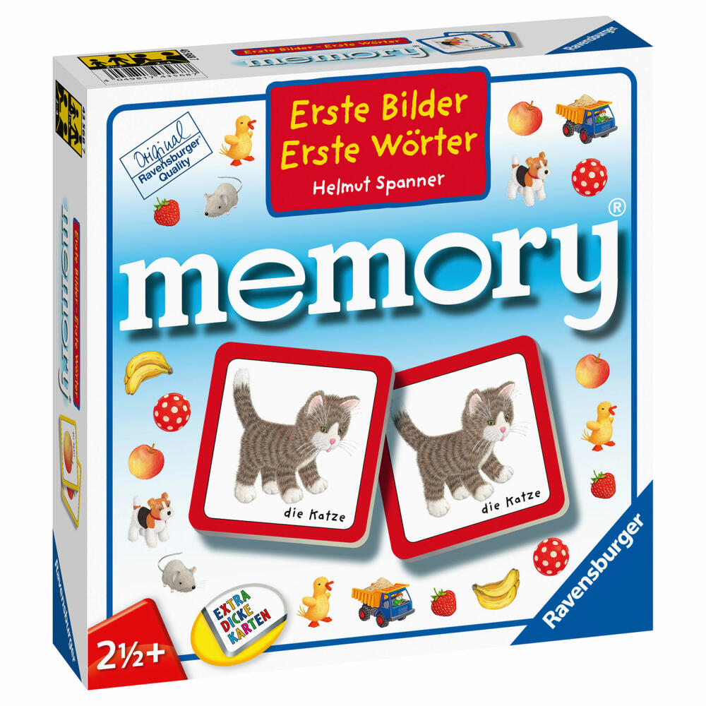 Ravensburger Lustige Kinderspiele Erste Bilder-Erste Wörter memory, Merkspiel, Kartenspiel, Kinder Spiel, 88688