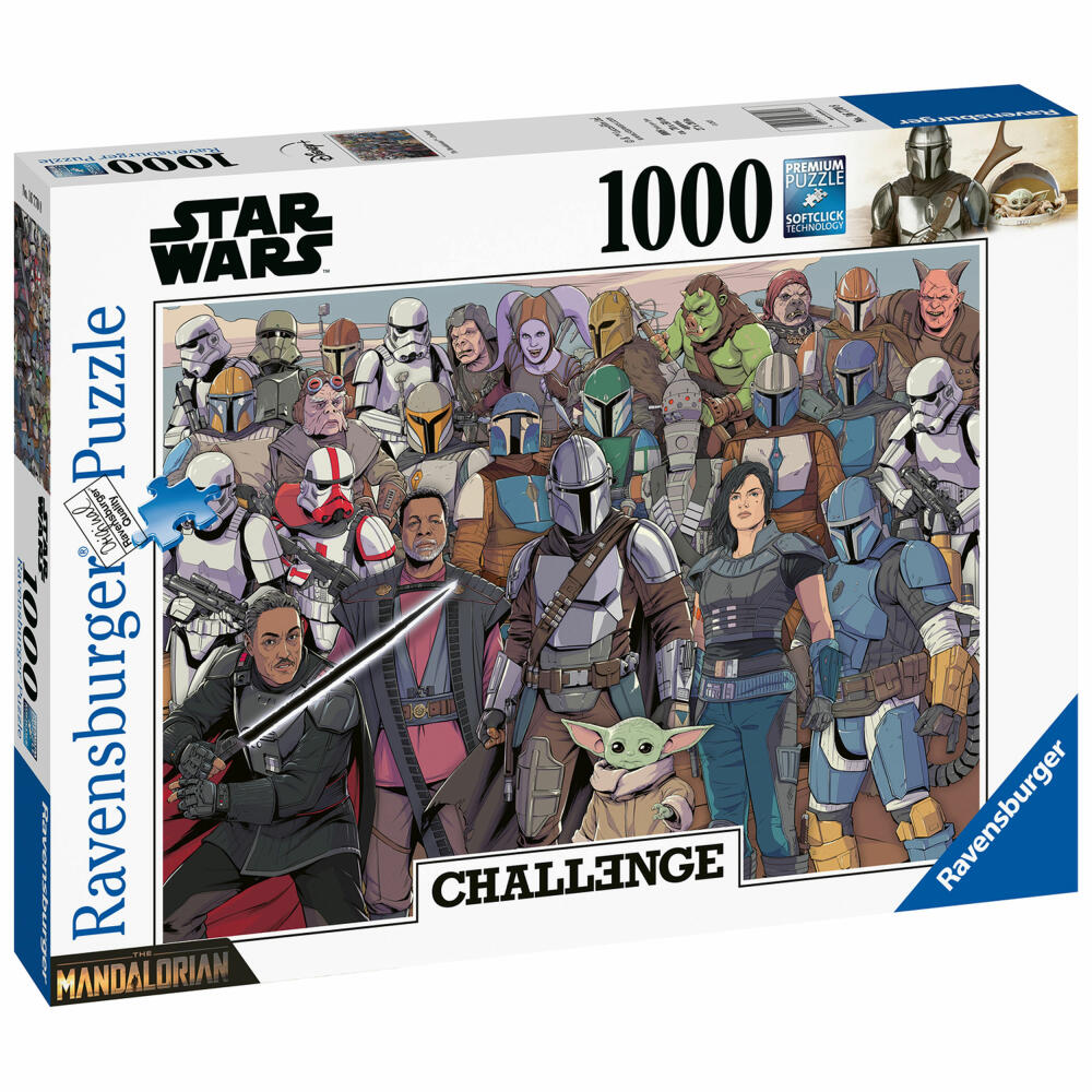 Ravensburger Puzzle Star Wars: Challenge Baby Yoda, Erwachsenenpuzzle, Erwachsenen Puzzles, 1000 Teile, 16770