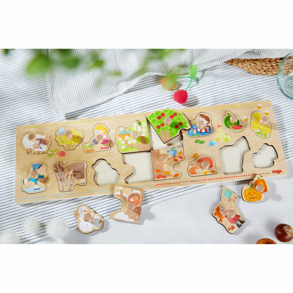 HABA Greifpuzzle 4 Jahreszeiten, Greif Puzzle, Kinderpuzzle, Kinder Spielzeug, 306290