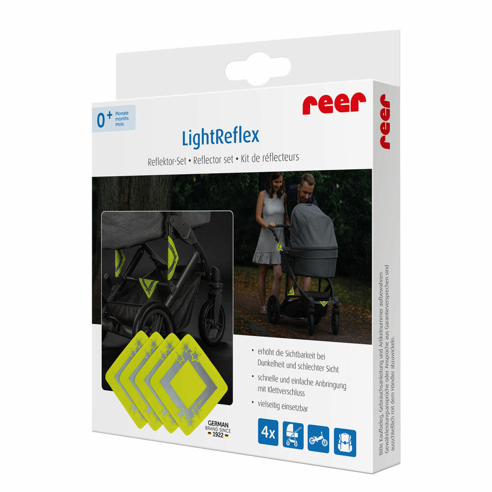 reer LightReflex Reflektor-Set, 4er Set, Reflektor , Sicherheit, Kinder, Klettverschluss, Polyester, 53175