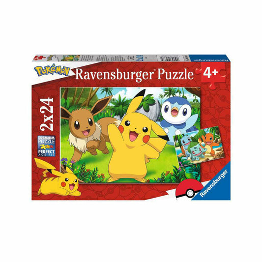 Ravensburger Pikachu und seine Freunde, Puzzle, Kinderpuzzle, Legespiel, 2 x 24 Teile, 05668