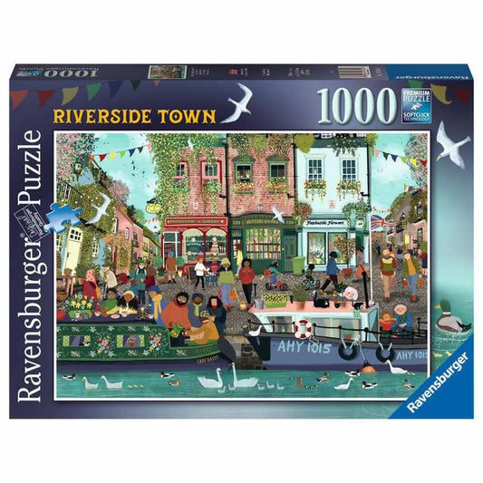 Ravensburger Riverside Town, 1000 Teile, Erwachsenenpuzzle, Puzzle für Erwachsene, 17554