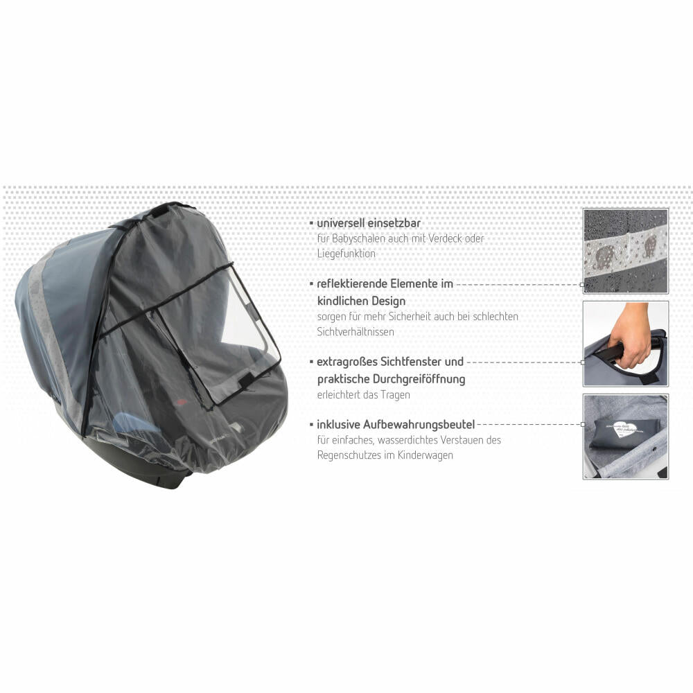 reer DesignLine RainSafe Baby Regenschutz für Babyschale, Regenverdeck, Regenhaube, 84051