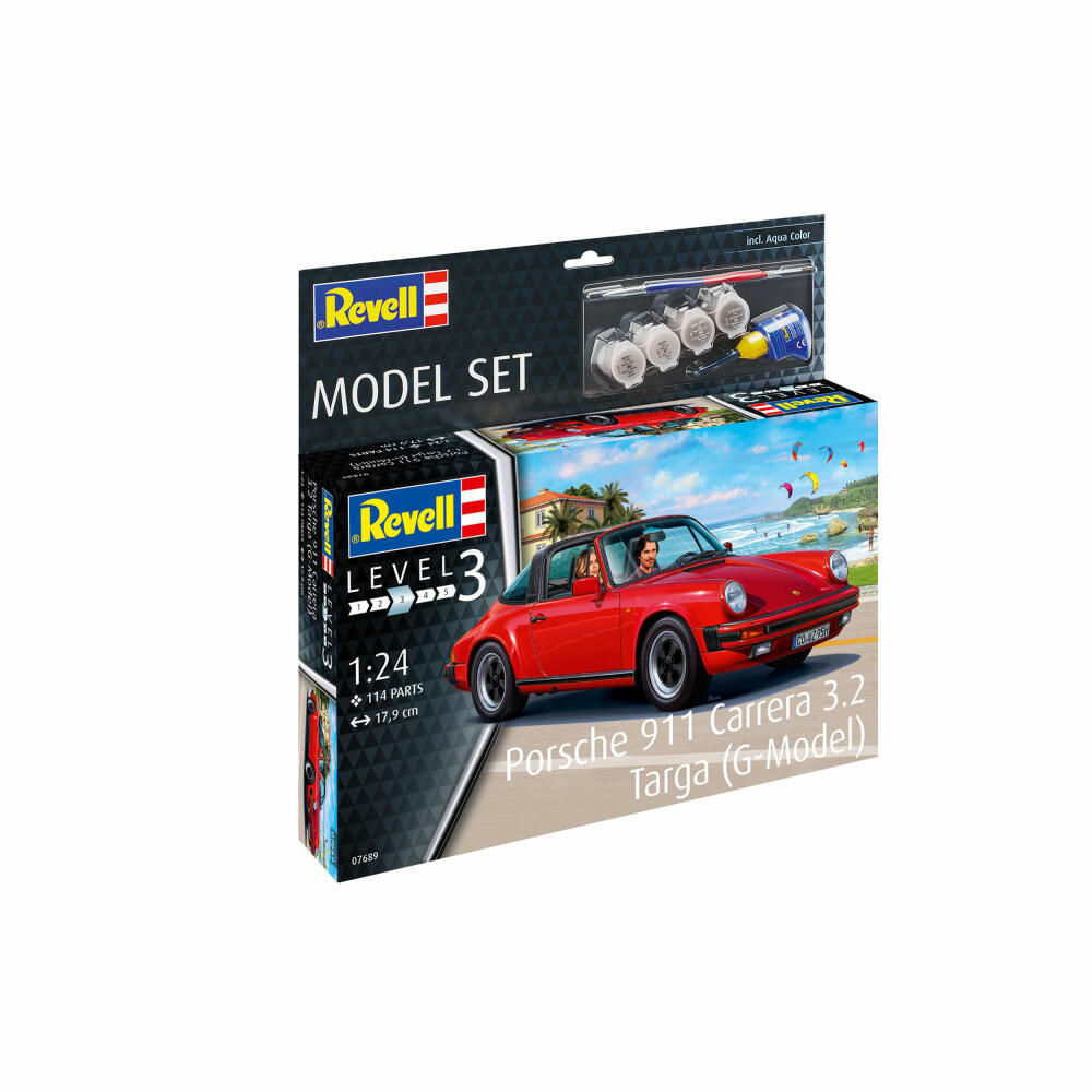 Revell Model Set Porsche 911 Carrera 3.2 Targa G-Model, Auto, Modellbausatz, Modell Bausatz, 114 Teile, ab 10 Jahre, 67689