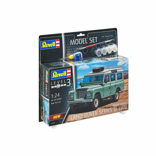 Revell Model Set Land Rover Series III, Geländewagen, Modellbausatz mit Farben und Kleber, 184 Teile, ab 10 Jahren, 67047