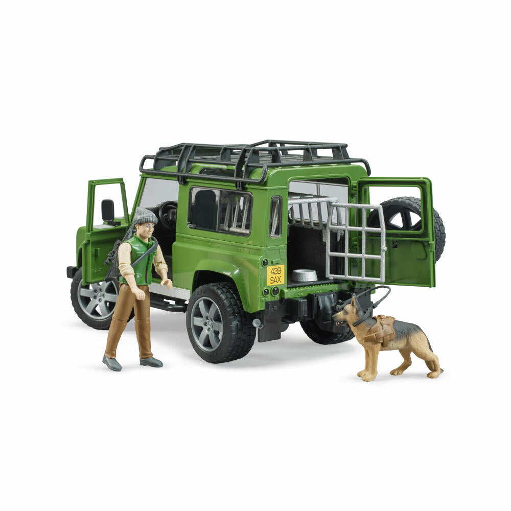 Bruder Forstwirtschaft Land Rover Defender Station Wagon, mit Förster und Hund, Modellfahrzeug, Modell Fahrzeug, Spielzeug, 02587
