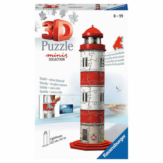 Ravensburger 3D-Puzzle Mini Leuchtturm, 3D Puzzle, Kinderpuzzle, Dekoration, 54 Teile, 11273