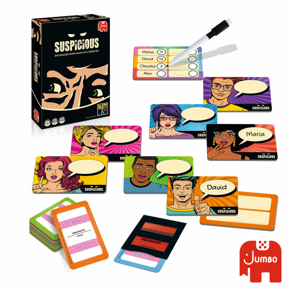 Jumbo Spiele Suspicous, Partyspiel, Gesellschaftsspiel, Ratespiel, Detektiv-Spiel, Spiel, 19827