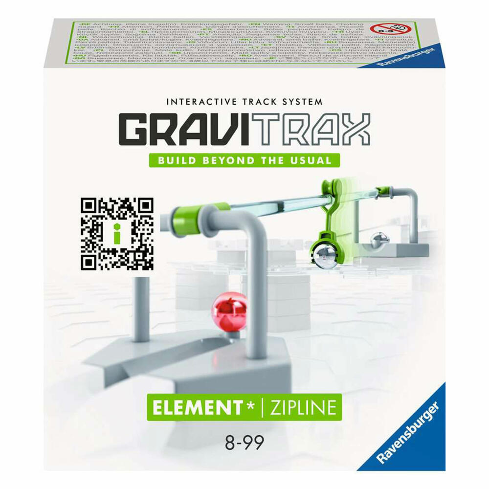 Ravensburger GraviTrax Element Zipline, Erweiterung, Interaktives Kugelbahnsystem, Kugelbahn, Zubehör, 27472