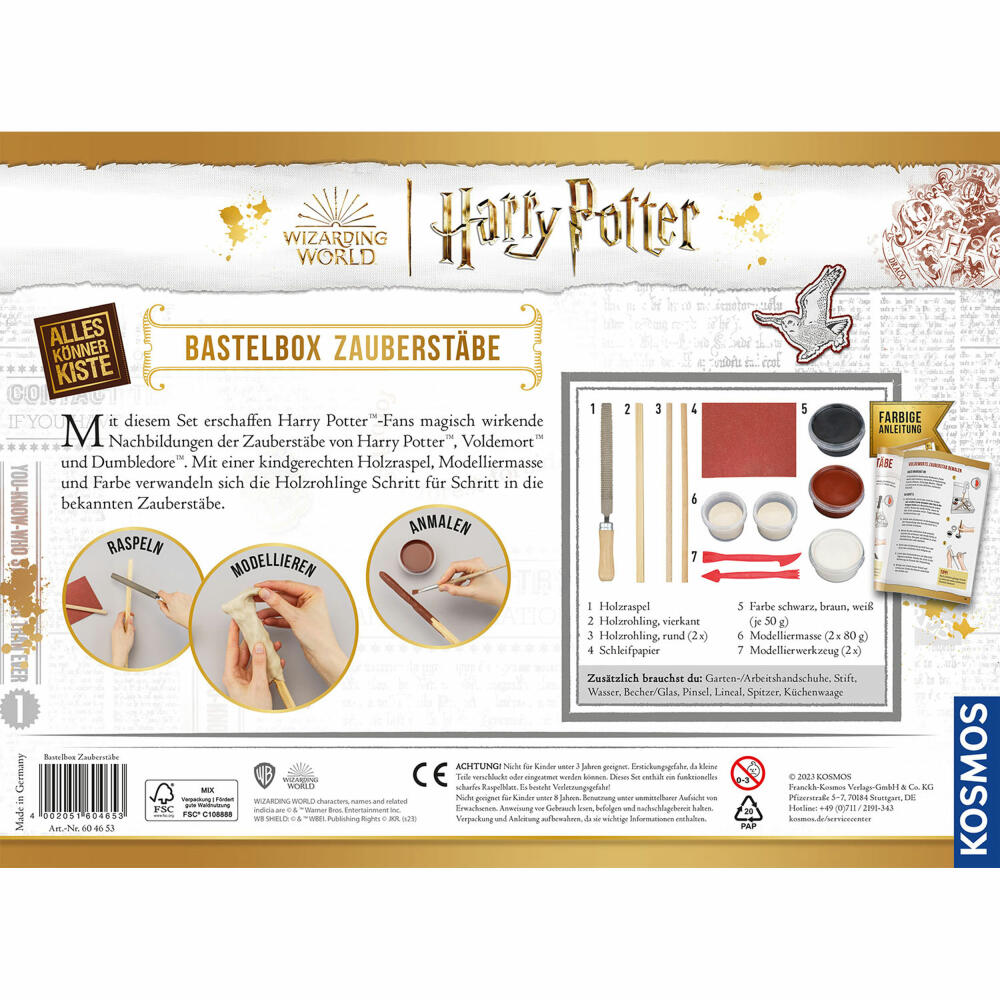 KOSMOS AllesKönnerKiste Harry Potter Bastelbox Zauberstäbe, Bastelset, Basteln, ab 8 Jahren, 604653