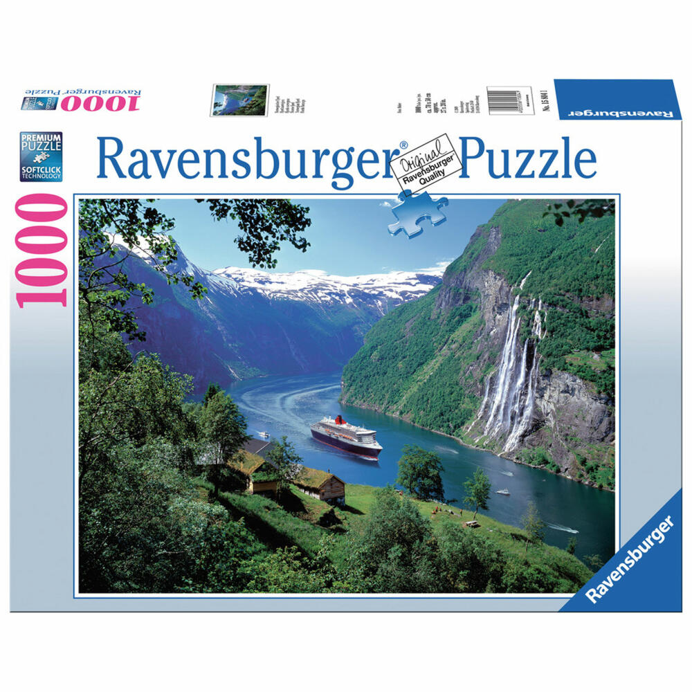 Ravensburger Puzzle Norwegischer Fjord, Erwachsenenpuzzle, Erwachsenen Puzzles, Premiumpuzzle, Standardformat, 1000 Teile, 15804 1