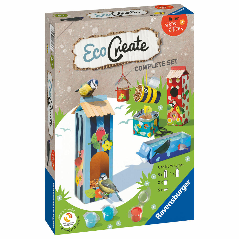 Ravensburger EcoCreate Helping Birds and Bees, Bastelset, Kreativset, Bastel Set, Kinder, Upcycling, Basteln, 18143