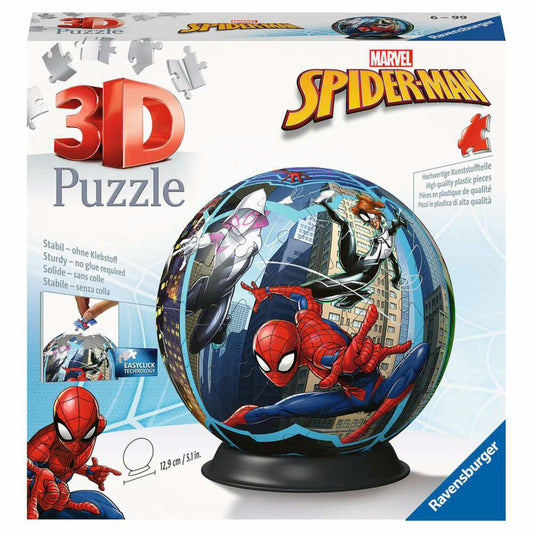 Ravensburger 3D Puzzle Ball Spiderman, Puzzleball, Puzzles, 72 Teile, ab 6 Jahren, 11563