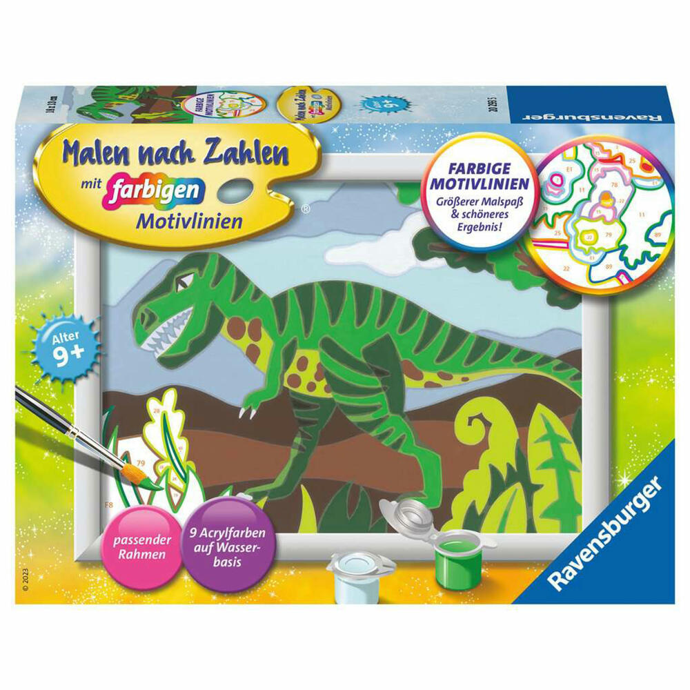 Ravensburger Malen nach Zahlen Hungriger Dinosaurier, Malvorlage, Malset, Malen, Kinder, 20293