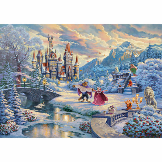 Schmidt Spiele Puzzle Die Schöne und das Biest, Disney, Zauberhafter Winterabend, Limited Christmas Edition Thomas Kinkade, Erwachsenenpuzzle, 1000 Teile, 59671