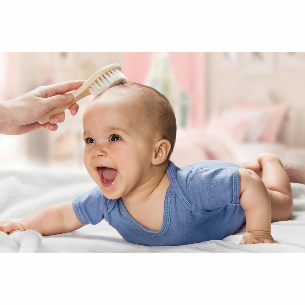 reer Naturhaarbürste, Haarbürste, Naturhaar Bürste, für Babys, Holzbürste, Babypflege, Ziegenhaar, 81165