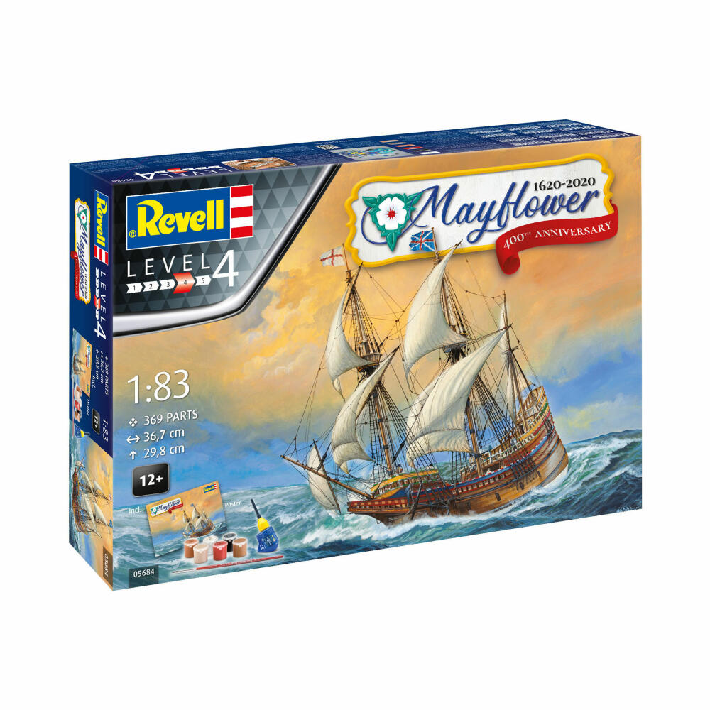 Revell Modellbausatz Geschenkset Mayflower 400th Anniversary, Handelsschiff, Schiff, Modell Bausatz, 369 Teile, ab 12 Jahre, 05684