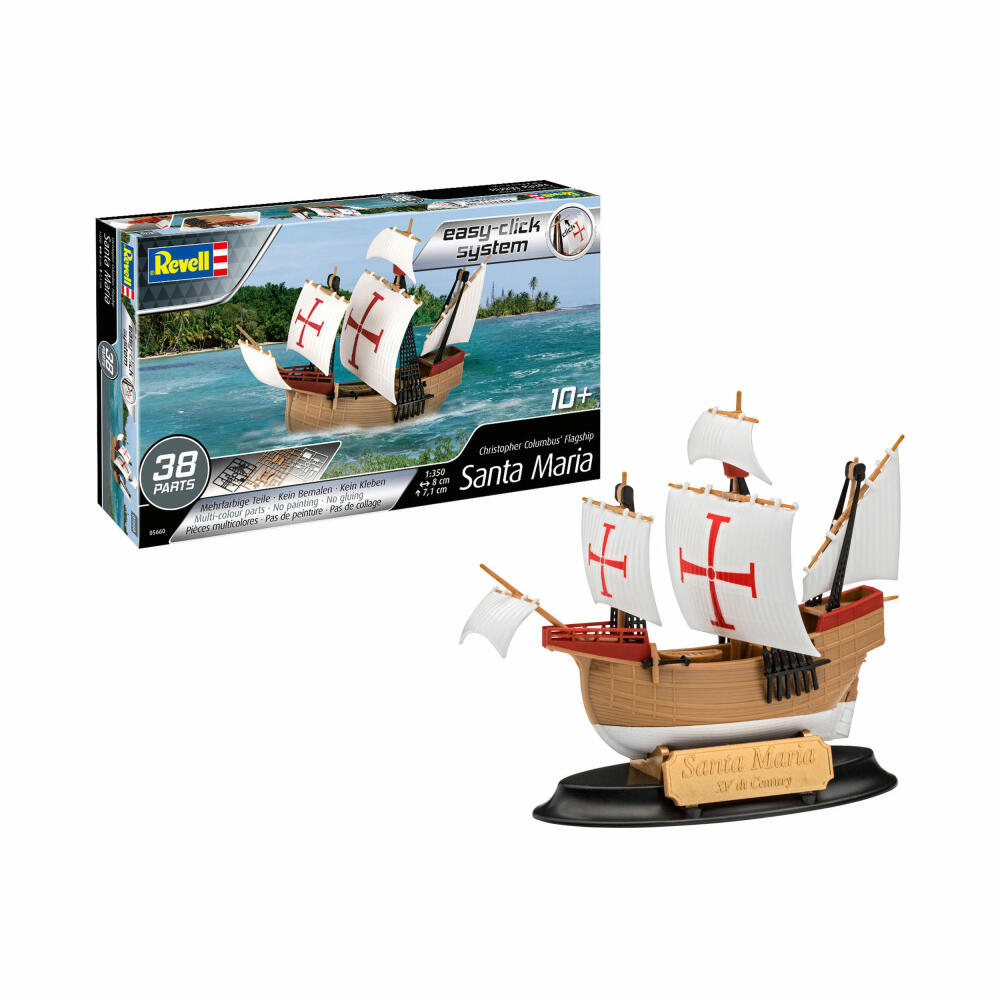 Revell Modellbausatz Santa Maria, Schiff, Easy Click System, ohne Kleben, 38 Teile, ab 10 Jahren, 05660