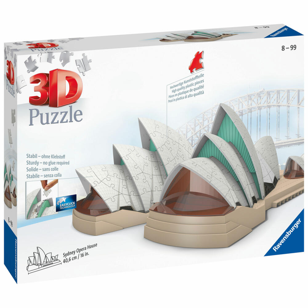 Ravensburger Sydney Opera, 3D Puzzle Bauwerke, Erwachsenenpuzzle, Australien, 216 Teile, 11243