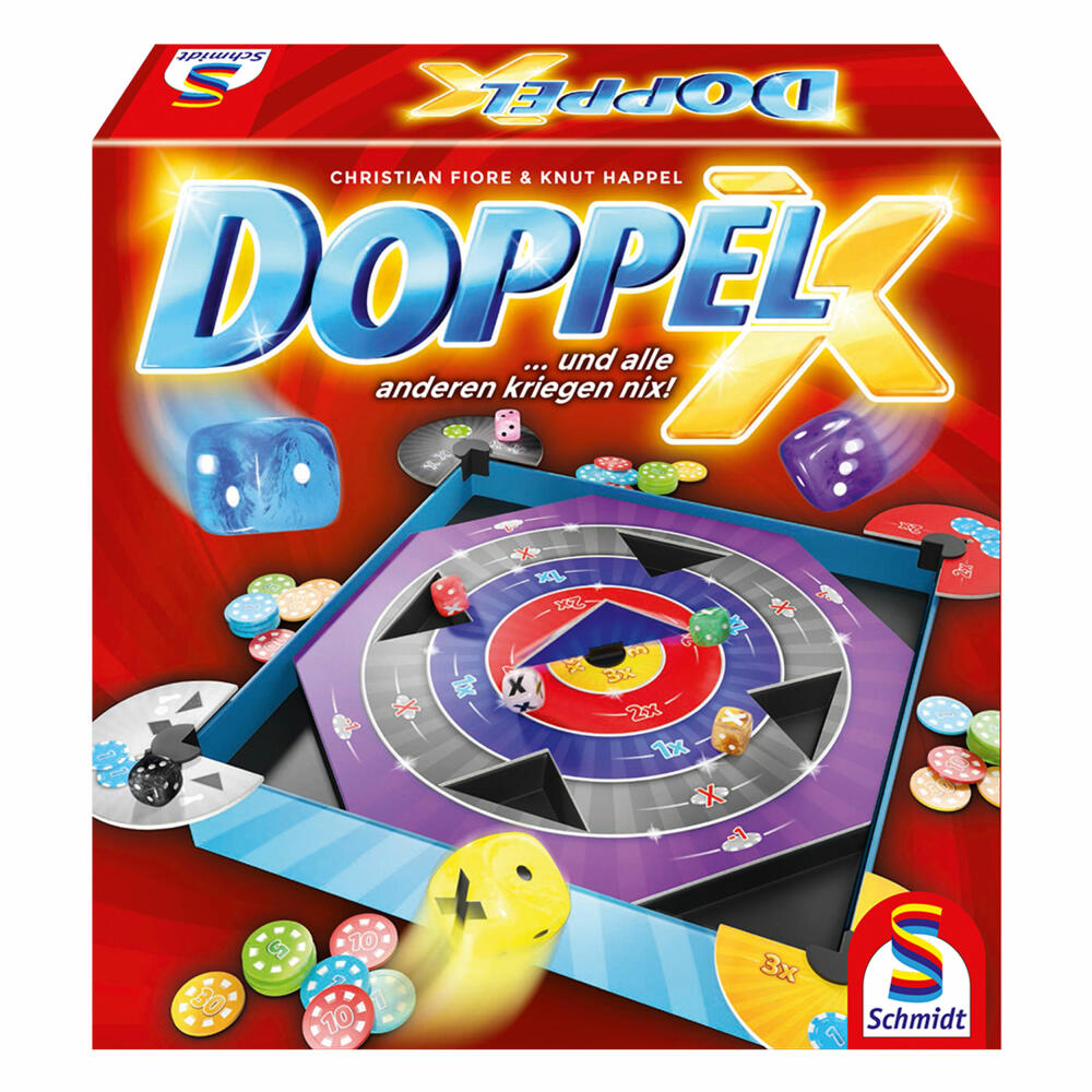 Schmidt Spiele Doppel X, Würfelspiel, Brett, Gesellschaftsspiel, 3 bis 8 Spieler, 49339