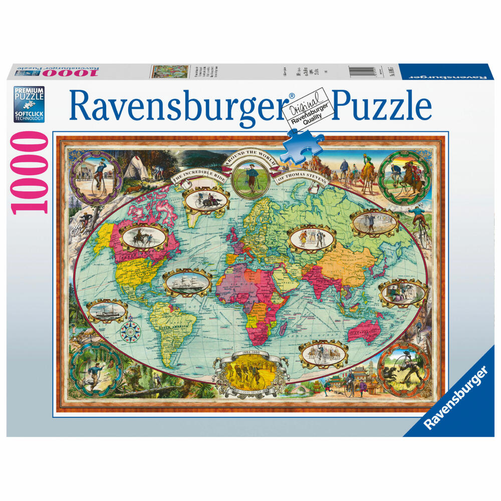 Ravensburger Mit Fahrrad um die Welt, Erwachsenenpuzzle, Puzzle, 1000 Teile, 16995