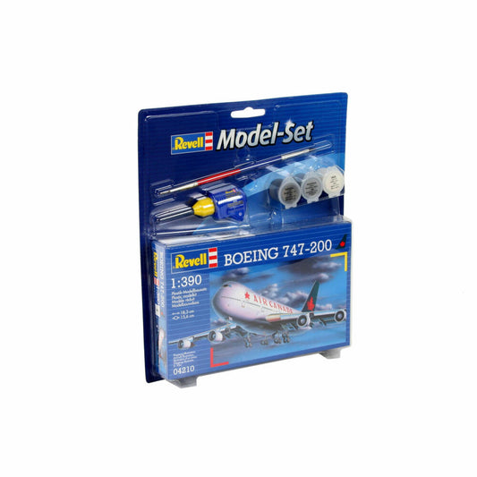 Revell Model Set Boeing 747-200, Flugzeug, Modellbausatz, Modell Bausatz, 60 Teile, ab 10 Jahre, 64210