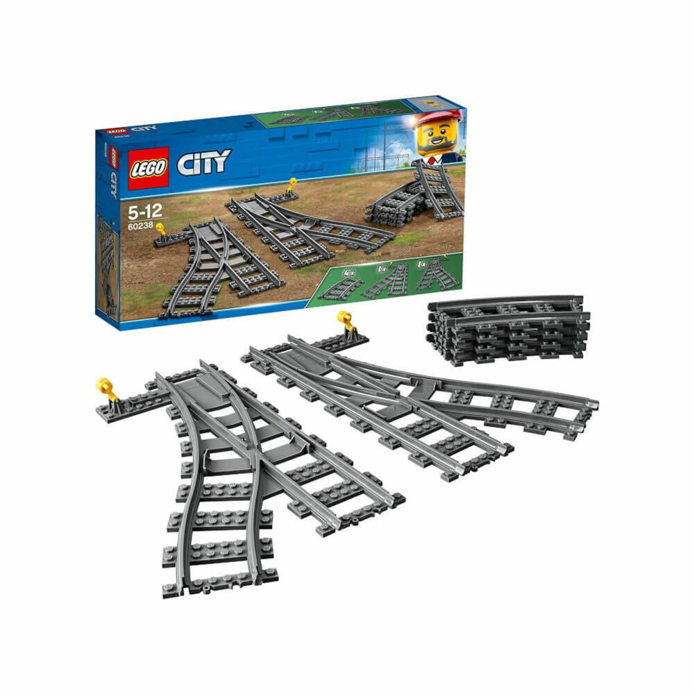 LEGO City Weichen, 8-tlg., Zubehör Eisenbahn, Konstruktionsspielzeug, ab 5 Jahre, 60238