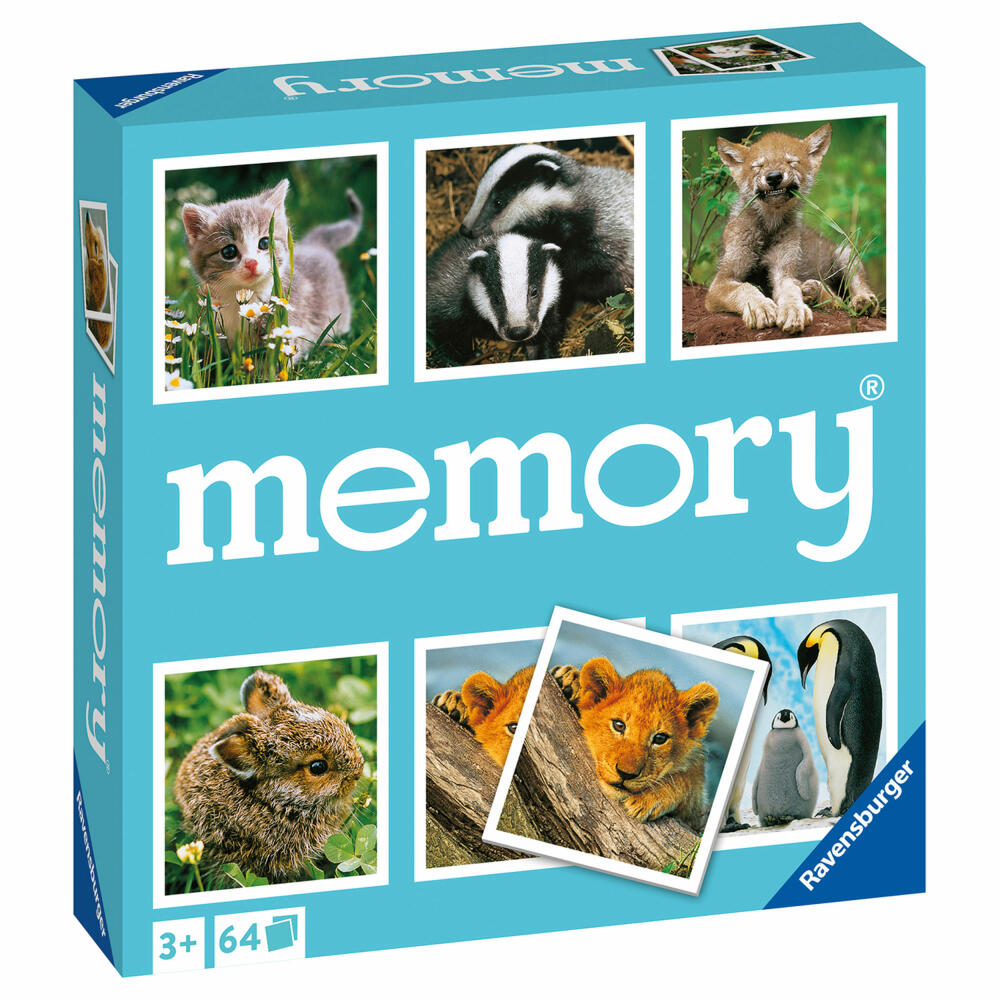 Ravensburger memory Tierkinder, Memospiel, Kinderspiel, Kinder Spiel, ab 3 Jahre, 20879