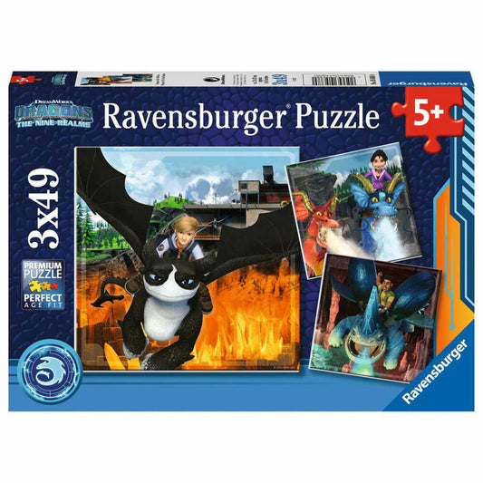 Ravensburger Dragons: Die 9 Welten, Puzzle, Kinderpuzzle, Legespiel, 3 x 49 Teile, 05688