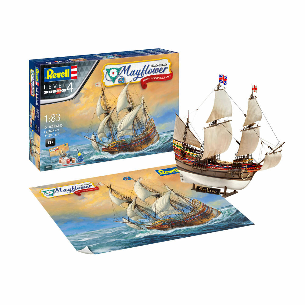 Revell Modellbausatz Geschenkset Mayflower 400th Anniversary, Handelsschiff, Schiff, Modell Bausatz, 369 Teile, ab 12 Jahre, 05684