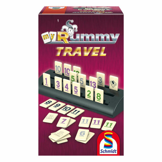 Schmidt Spiele MyRummy Travel, Familienspiel, Brettspiel, Kartenspiel, 2 bis 4 Spieler, 49284