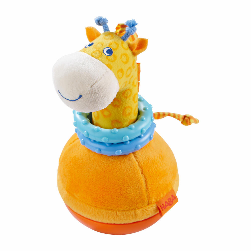 HABA Stehauffigur Giraffe, Stehauf Figur, Wackelfigur, Klingelfigur, Stoff Spielzeug, 302571