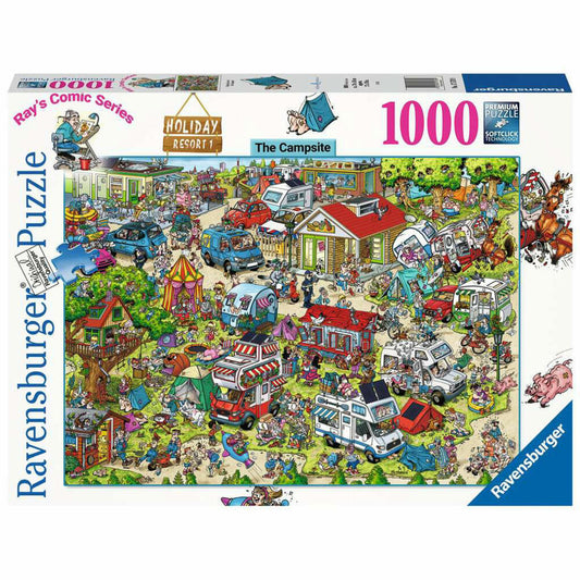 Ravensburger Rays Comic Series: Holiday Resort 1 - The Campsite, 1000 Teile, Comic-Puzzle, Puzzle für Erwachsene, 17578