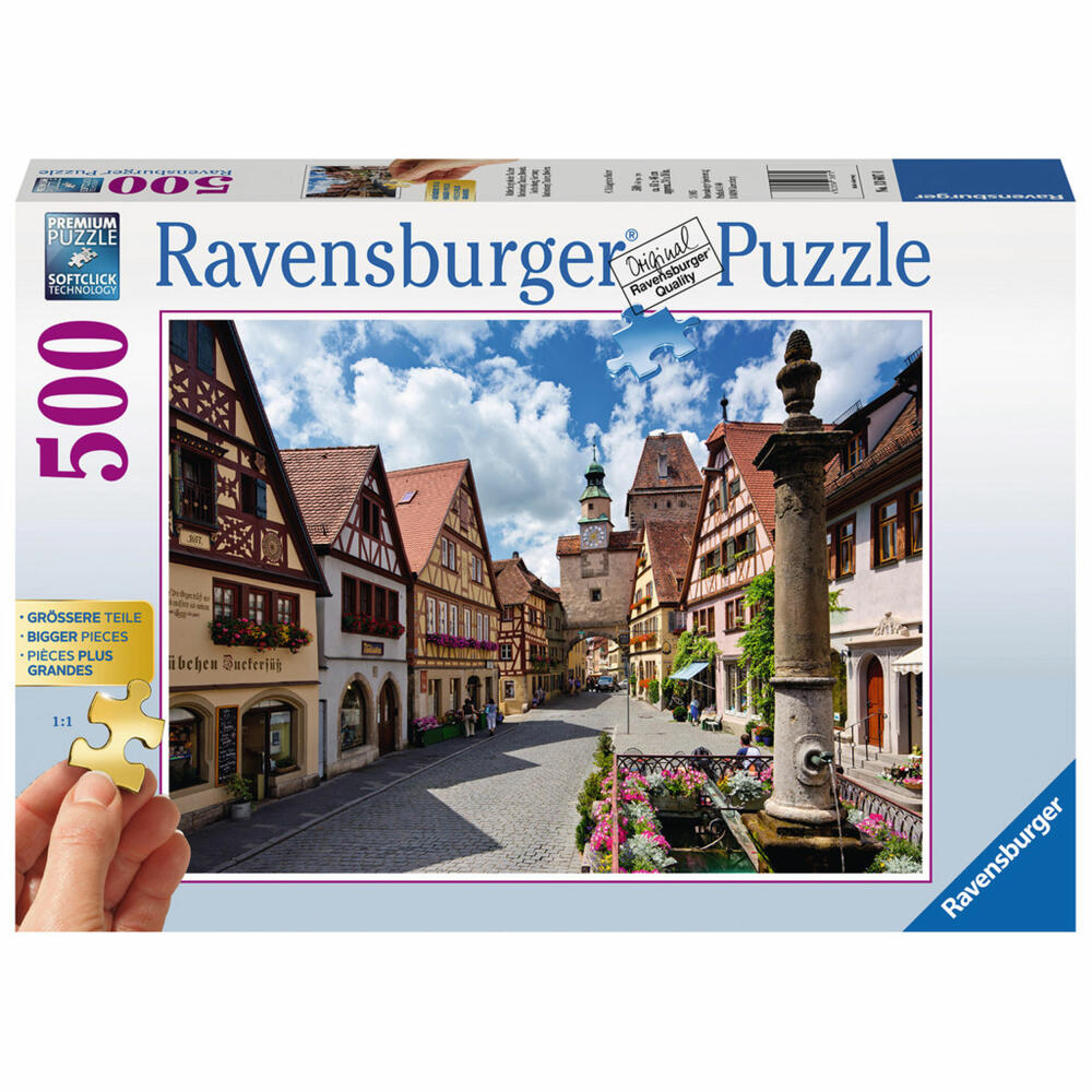Ravensburger Puzzle Rothenburg Ob Der Tauber, Erwachsenenpuzzle, Erwachsenen Puzzles, Größere Puzzleteile, Gold Edition, 500 Teile, 13607 0