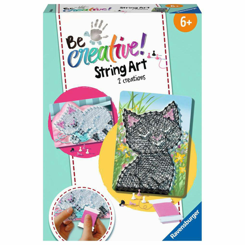 Ravensburger BeCreative String Art Cats, Bastelset, Nagelbilder, Bastel Set, Basteln, 18246