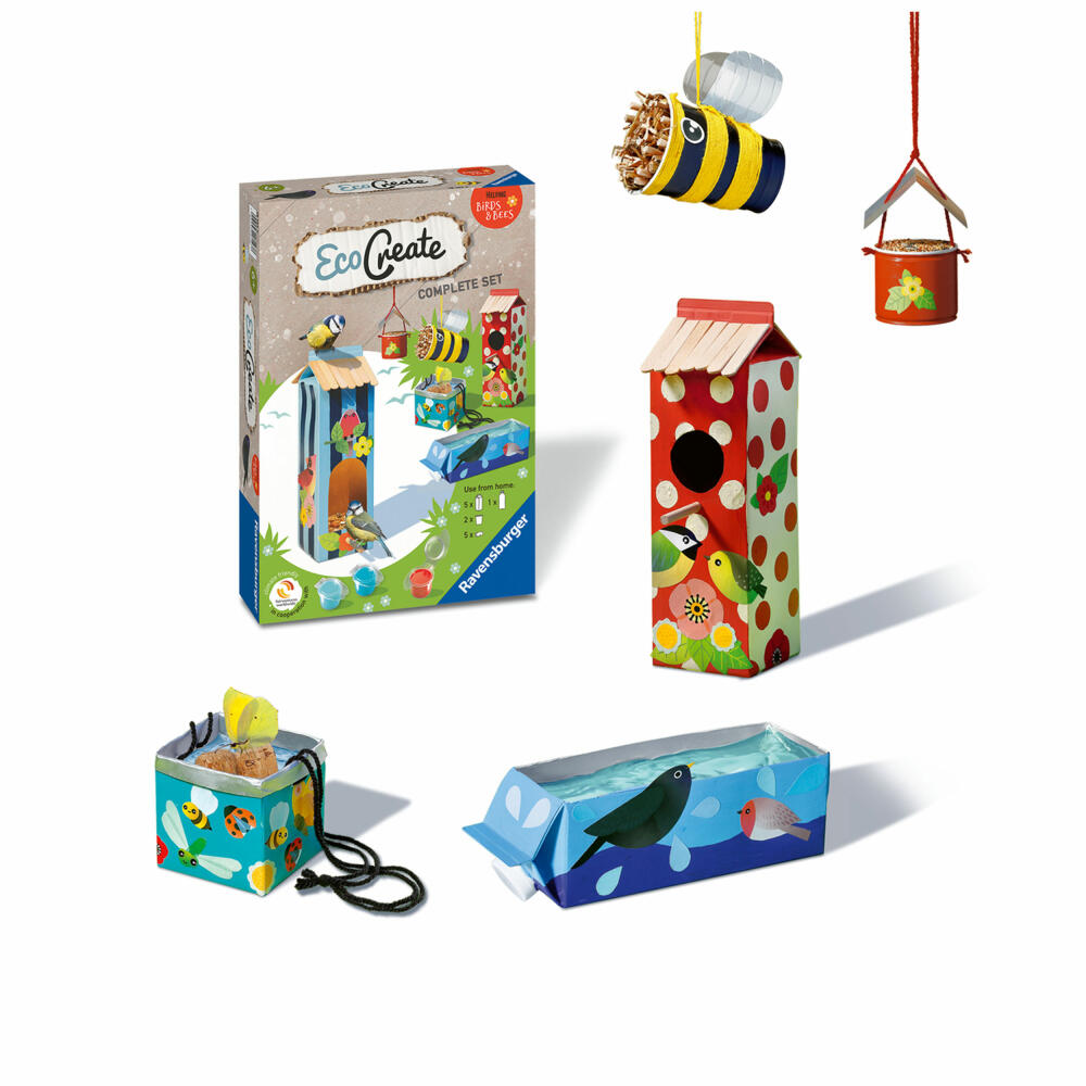 Ravensburger EcoCreate Helping Birds and Bees, Bastelset, Kreativset, Bastel Set, Kinder, Upcycling, Basteln, 18143